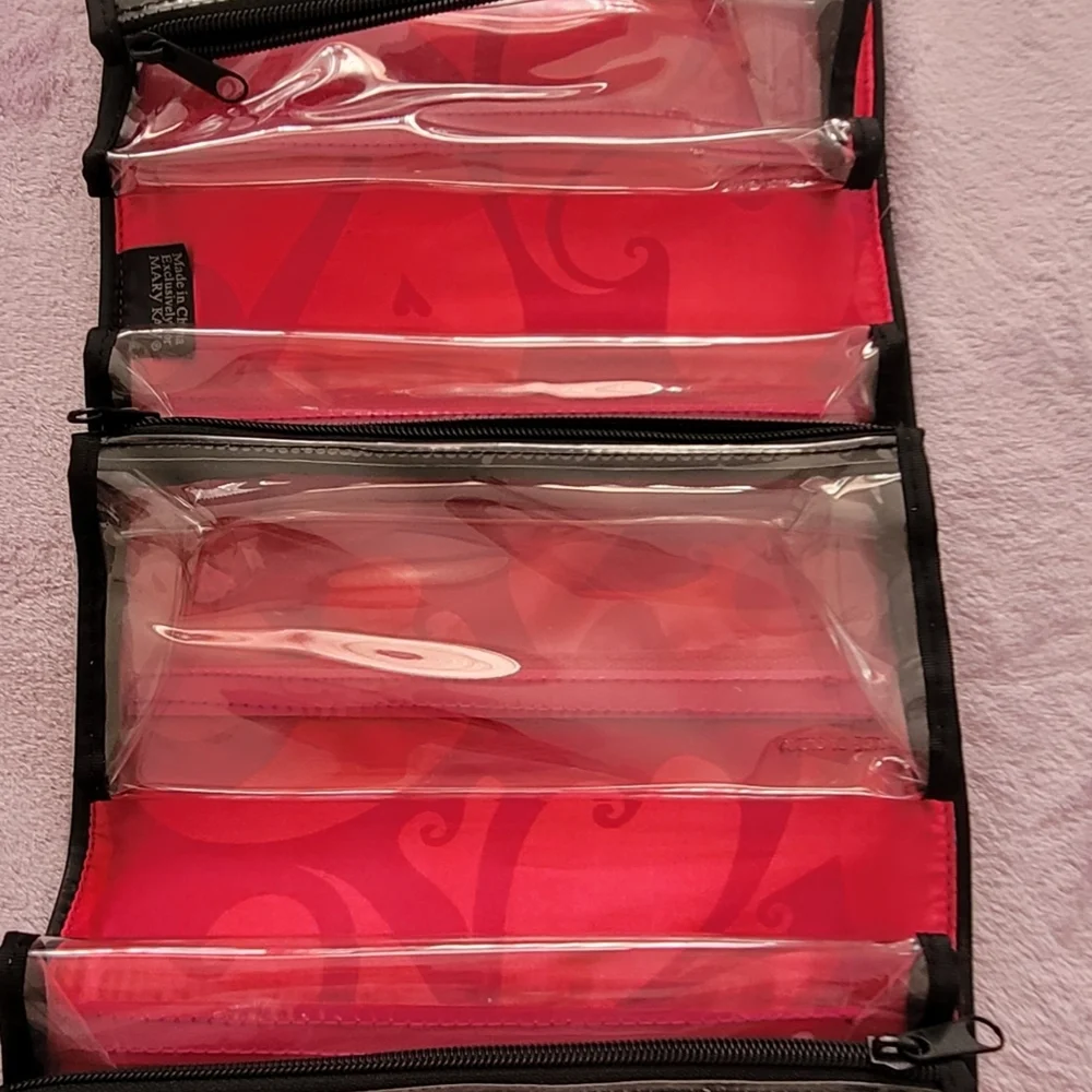 New. Mary Kay Hanging Black and pink Organizer With Removeable Velco Bags.